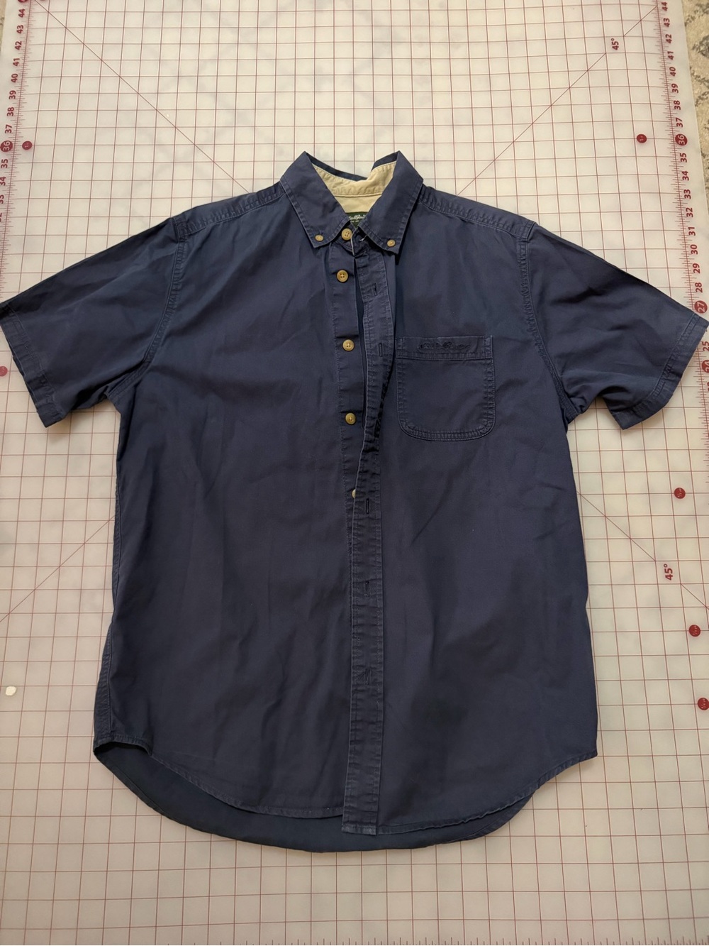 Eddie Bauer Navy Short-Sleeve Button-Down Shirt